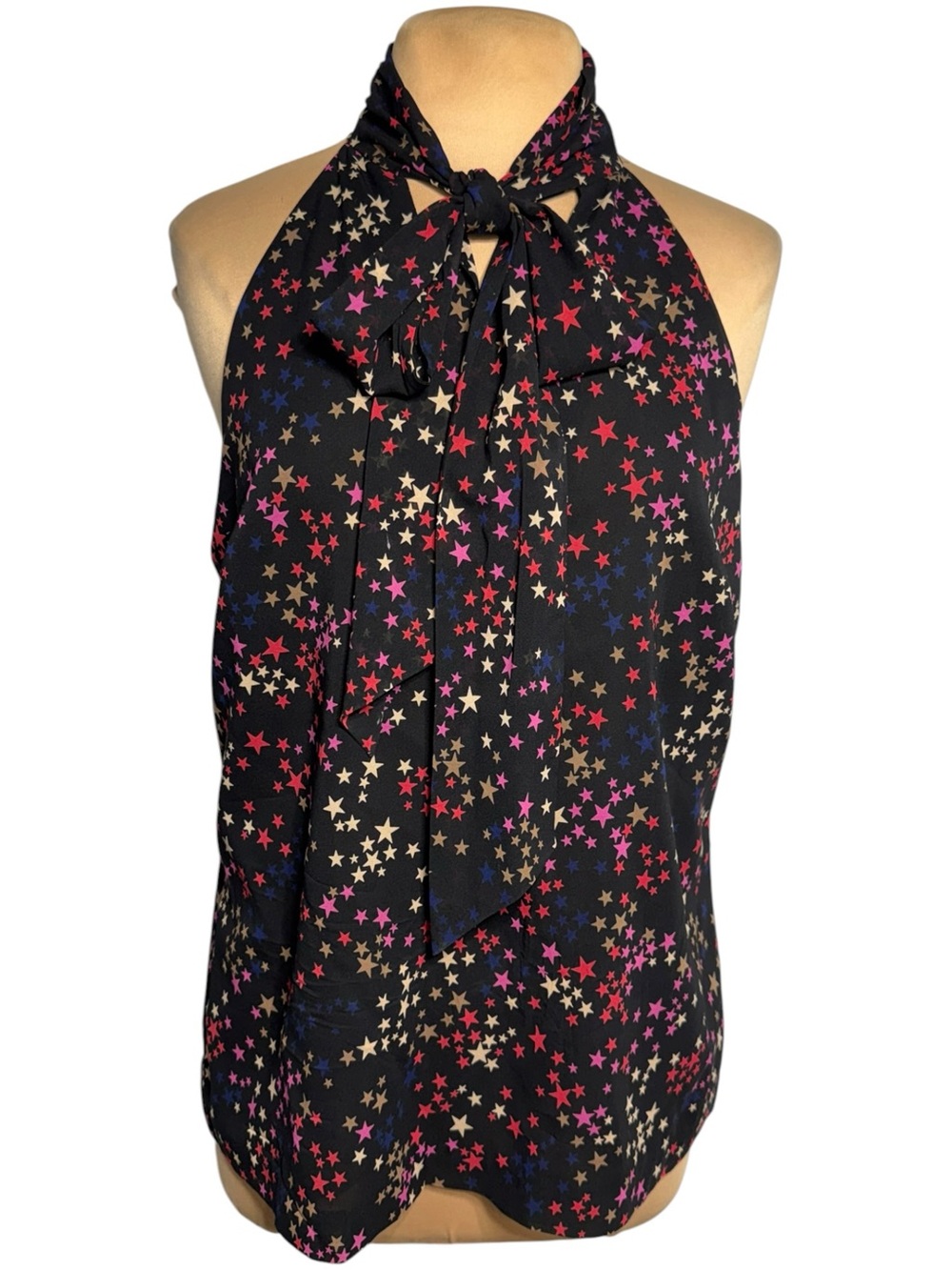 Trina Turk Jazzy Stars Silk Halter Top Blouse Pretty Little Liars Aria Size 10 - Picture 3 of 9